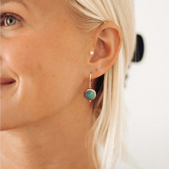 NEW! Reva Grey- Faye Earrings! Turquoise stone. Gold. Perfect Christmas gift! - Picture 2 of 4